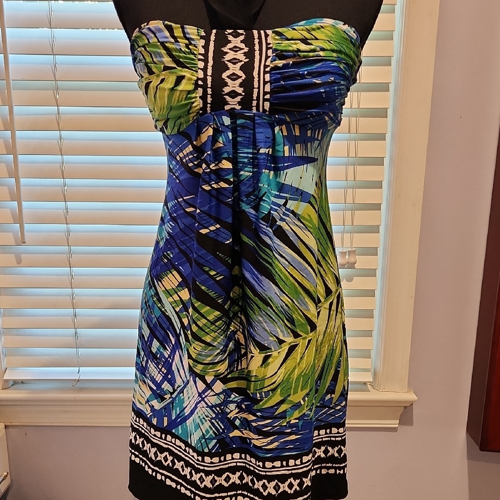 Blue and Green Patterned Dress